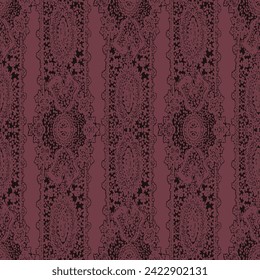 seamless vector geometrical texture border pattern on maroon background
