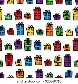 Seamless vector Gift pattern, colorful gift boxes 