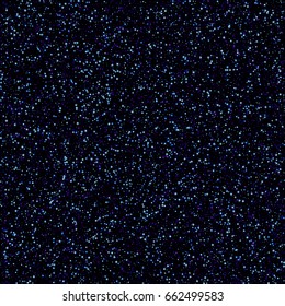 Seamless vector glowing light glitter background. Galaxy magic confetti print made of blue stars on a black. Shiny endless design in eps 10. Good for banners, posters, cards.