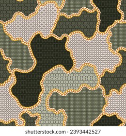 cadena de oro vectorial transparente con fondo cameo retro verde