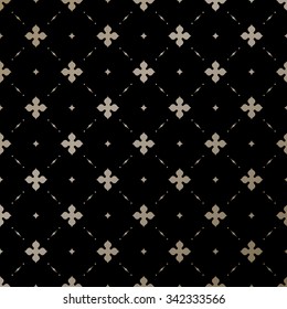 Seamless Vector Gold English Pattern On A Black Background. Vector Illustration