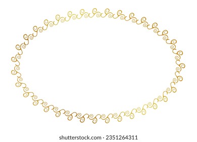 seamless vector gold golden oval hand draw sketch floral border
