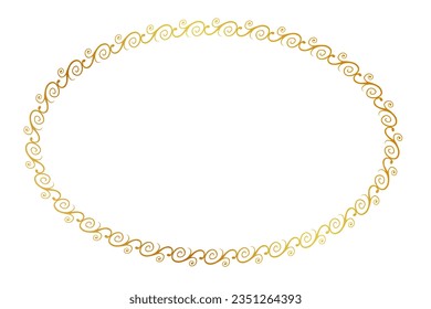 seamless vector gold golden oval hand draw sketch floral border
