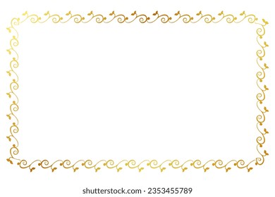 nahtloser, goldener, goldener Rechteck, handgezeichnet Skizze, Blumengrenze
