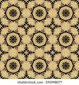 Seamless vector golden - beige laced vector ornamental texture 