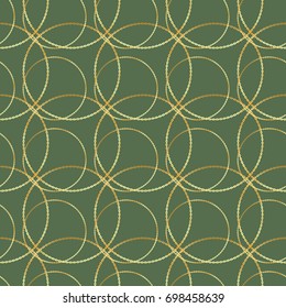 Seamless vector golden chain circle on green pattern background