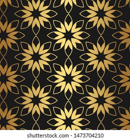 Seamless vector golden decorative pattern. Repeat gold background for fabric, textile, design, cover, wrapping, advertising banner.