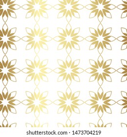 Seamless vector golden decorative pattern. Repeat gold background for fabric, textile, design, cover, wrapping, advertising banner.