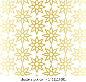 Seamless vector golden floral pattern repeat elements. Gold geometrical background for fabric, web, textile, design, banner.
