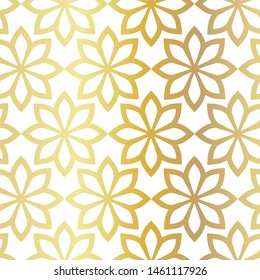 Seamless vector golden floral pattern repeat elements. Gold geometrical background for fabric, web, textile, design, banner.