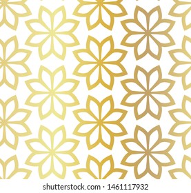Seamless vector golden floral pattern repeat elements. Gold geometrical background for fabric, web, textile, design, banner.
