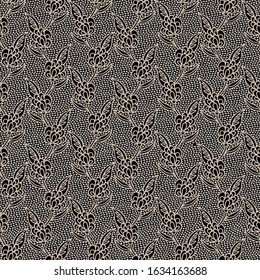 Seamless vector golden floral pattern, indian, asian style, dotty background