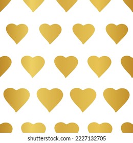 Patrón cardíaco dorado vectorial sin brillo en un fondo blanco. 