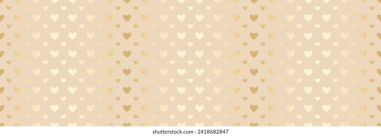 Nahtlose, vektorgoldene Herzmuster. Valentinstag luxuriöse Hintergrundtextur. Goldherz-Polka-Dot-Glitter-Folie-Tapete. Kostengünstig glänzende Glas konfetti Oberfläche Muster. Mama liebt nahtlosen Hintergrund