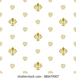 Seamless vector golden ornament. Modern geometric pattern with royal lilies