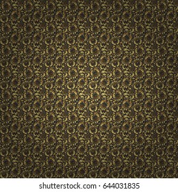 Seamless vector golden ornament. Modern geometric seamless pattern with gold repeating elements on a gray background.