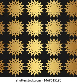 Seamless vector golden pattern. Repeat geometric flowers background. 10 eps gold  design for fabric, textile, cover, wrapping, advertising banner.