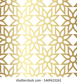 Seamless vector golden pattern. Repeat geometric flowers background. 10 eps gold  design for fabric, textile, cover, wrapping, advertising banner.