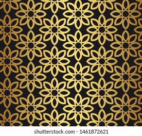 Seamless vector golden repeat geometric pattern. 10 eps. Golden geometrical background for fabric, cover, textile, design, banner.