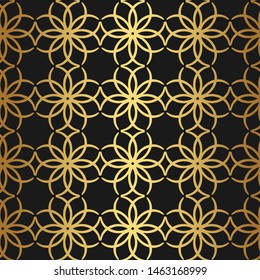 Seamless vector golden repeat geometrical pattern. Gold geometric 10 eps background for fabric, cover, textile, design, wrapping.