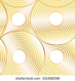 Seamless vector golden striped circles on white background