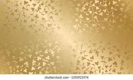 Seamless vector golden texture floral pattern. Luxury repeating damask background. Premium wrapping paper or silk gold cloth