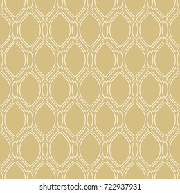 Seamless vector golden and white dotted ornament. Modern background. Geometric modern pattern