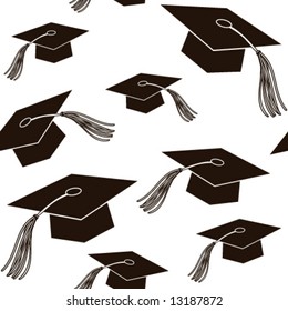 Seamless vector from graduation caps