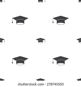Seamless vector from graduation caps. Education symbol pattern. Editable can be used for web page backgrounds, pattern fills.