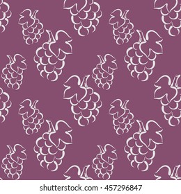 Seamless vector grape pattern on dark background. Winery theme.