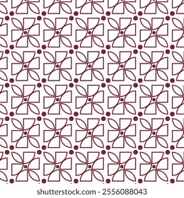 A seamless vector graphic of a burgundy floral and dot pattern. This modern design can be used as a background or tile for various design projects.