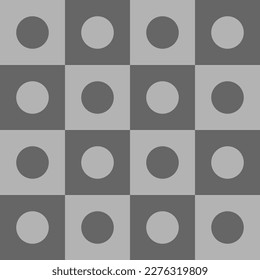 Seamless vector graphic of circles within squares in two shades of grey forming a geometric pattern.