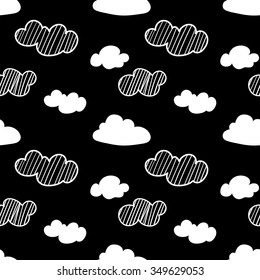 Seamless vector graphic hand drawn cloud pattern.