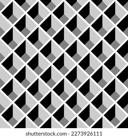 Gráficos vectoriales sin soldadura en tonos grises de una matriz tridimensional de cajas