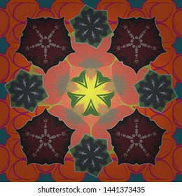 Seamless vector gray, brown and orange ornament in arabian style. Seamless pattern with cute damask ornament. Pattern for wallpapers, backgrounds, flyers or wrapping paper.