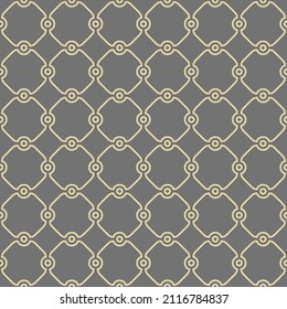 Seamless vector gray and golden ornament in arabian style. Geometric abstract background. Grill with pattern for wallpapers and backgrounds
