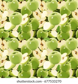 Seamless Vector Green Apple Pattern