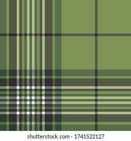 Seamless vector green black multicolor tartan pattern. Plaid background. Classic fashion wool pattern. For fabric, textile, wrapping, cover etc.