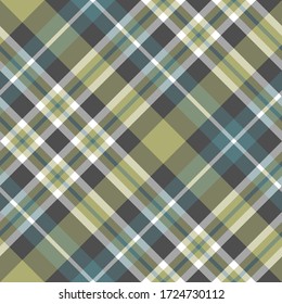 Seamless vector green and blue tartan pattern. Plaid background. Classic fashion wool pattern. For fabric, textile, wrapping, cover etc.