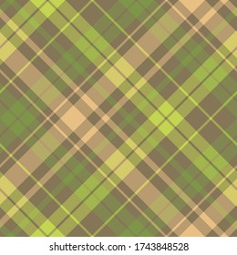 Seamless vector green and brown tartan pattern. Plaid background. Classic fashion wool pattern. For fabric, textile, wrapping, cover, banner etc.