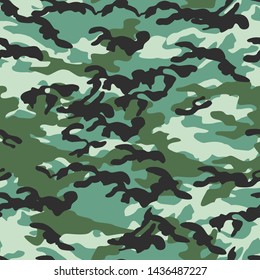 Seamless vector green camouflage pattern. Military/ uniform/ army background. For fabric, textile, design, advertising banner.