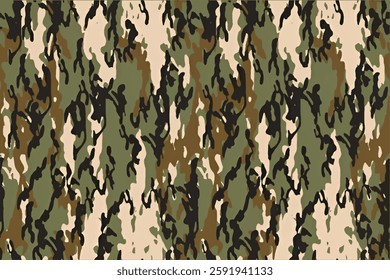 Seamless vector green camouflage pattern. Military uniform horizontal background. For fabric, textile, design, avertising banner. Force camouflage Seamless vector 