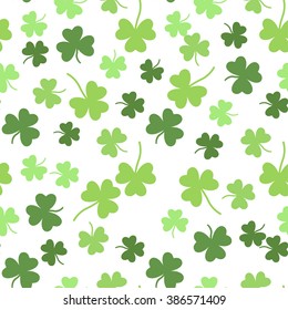 Seamless vector green clover background for St. Patrick's Day.