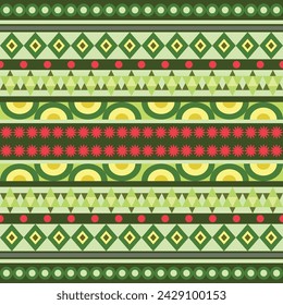 Seamless vector green ethnic geometric pattern 