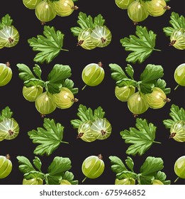 Seamless Vector Green Gooseberry Pattern