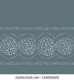 Seamless Vector Green Gray with Abstract Hand Doodled Geometric Border Pattern. Great for fabric, scrapbooking, home decor, textiles, and backgrounds.