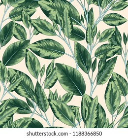 Seamless Vector Green Jungle Pattern