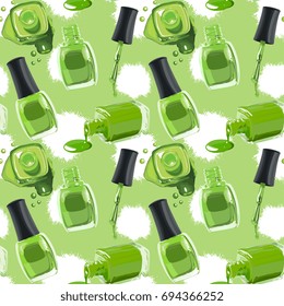 Seamless Vector Green Nail Polish Pattern