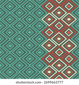 Seamless vector green pattern with diamonds.