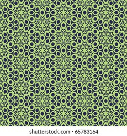 seamless vector with green snowflakes on blue background. Vector illustration